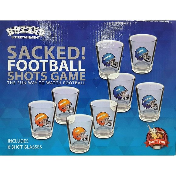 Buzzed Entertainment Sacked! Football Shots Game 8 Glasses Collectible Gift NIB - Picture 1 of 2